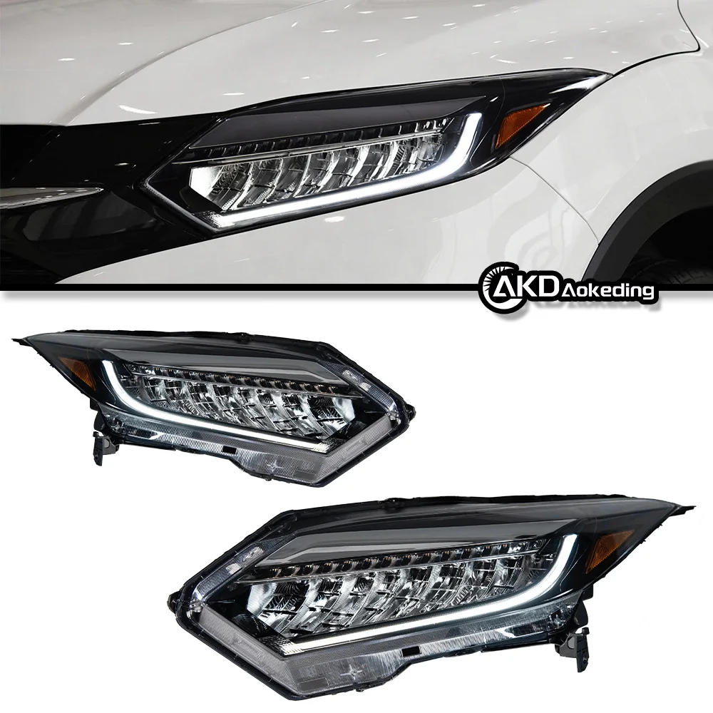 

Автозапчасти, фары для Honda HRV 2015-2018, обновление 2022, последняя версия, светодиодный DRL, двойной проектор, модифицированные автомобильные аксессуары