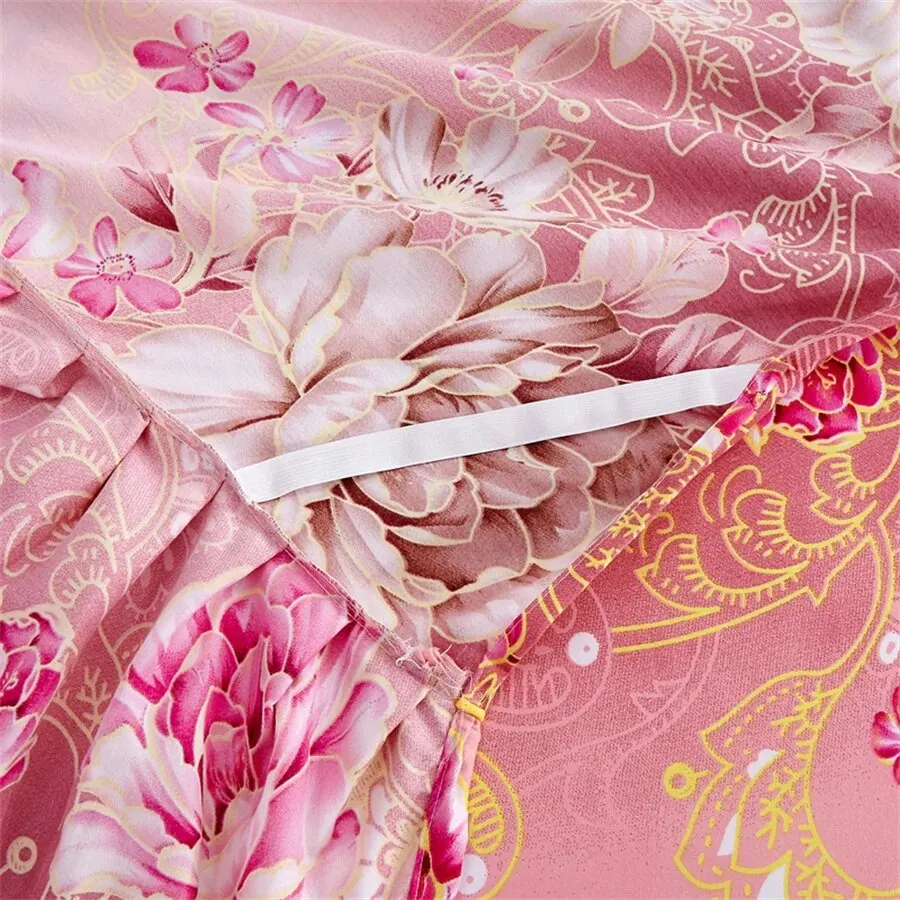 Bed Skirt Set 3PCS Bedsheet * 1 Pillowcase * 2 Coreless Printed Bedskirt All Season Universal Anti Slip bed skirt