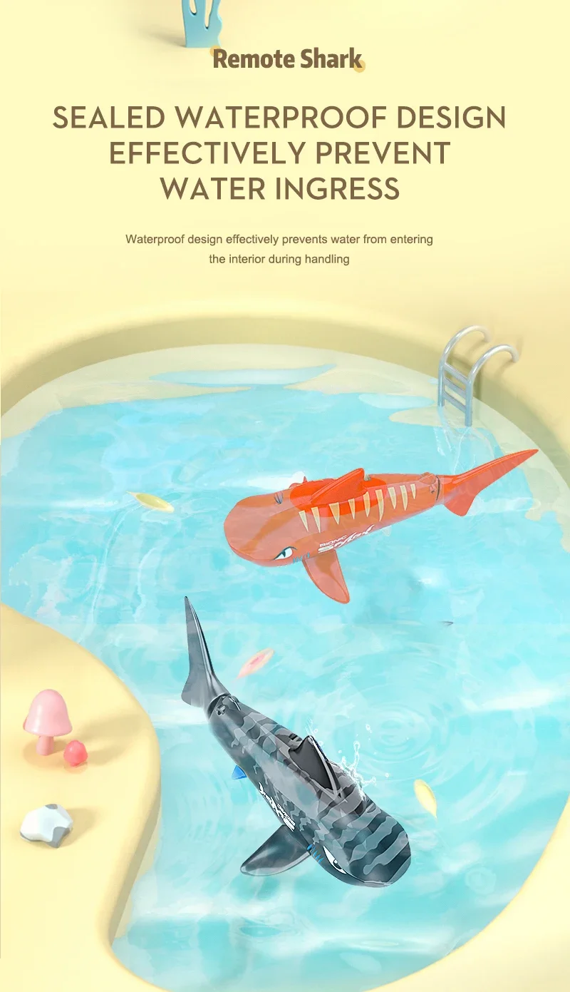 Rc Shark Electric Remote Control Animals Toy for Children Boys Kids Gifts Animals Fish Swimming Pools Bath Submarine Educational 5