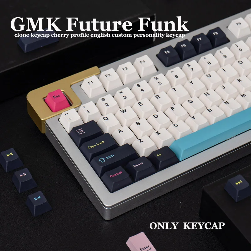 Gmk-grande Pbt Keycap Grupo Futuro Funk Conjunto Grande Perfil de Cereja Dye-sub Inglês Custom Personality Keycaps 61 64 68