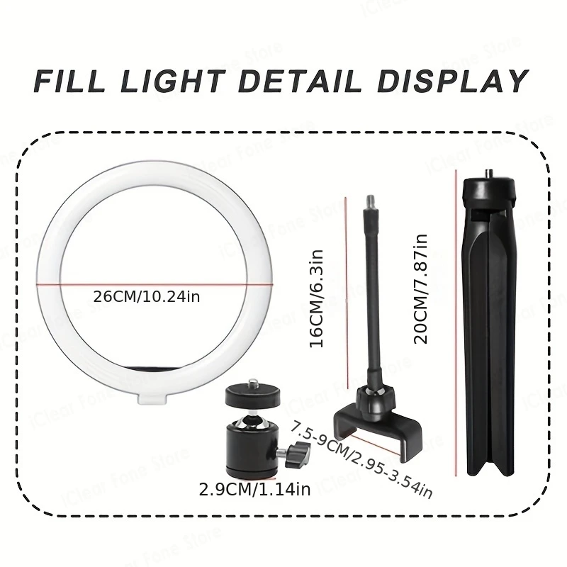 LED 셀카 링 조명, 사진 셀카 링 램프, USB 원격 필 라이트, 유튜브 틱톡 비디오 라이브 전화 거치대 및 삼각대