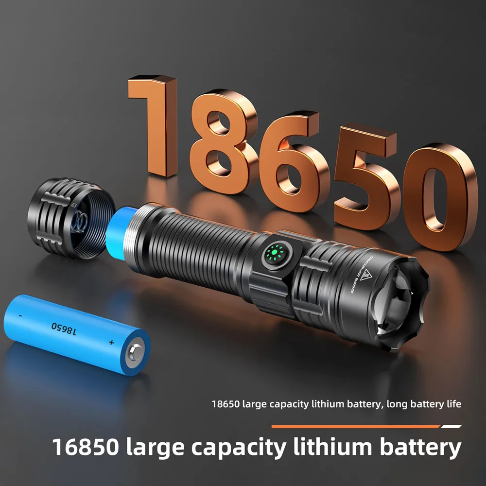 높은 전력 LED 야외 전술 손전등 장거리 검색 빛 USB 충전식 줌 토치 사냥 강력한 스포트라이트 랜턴