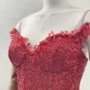 Ladies' 2024 New Club Sexy Red Sleeveless Sequined Slit Hem Diamonds Maxi Dresses 4