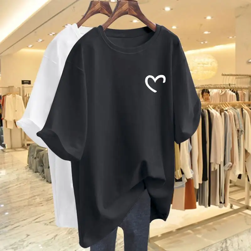 2024 New Summer American Large Top Fashion Trend Round Neck Printed Loose Oversized Casual Short Sleeved T-shirt for Women - Image 10