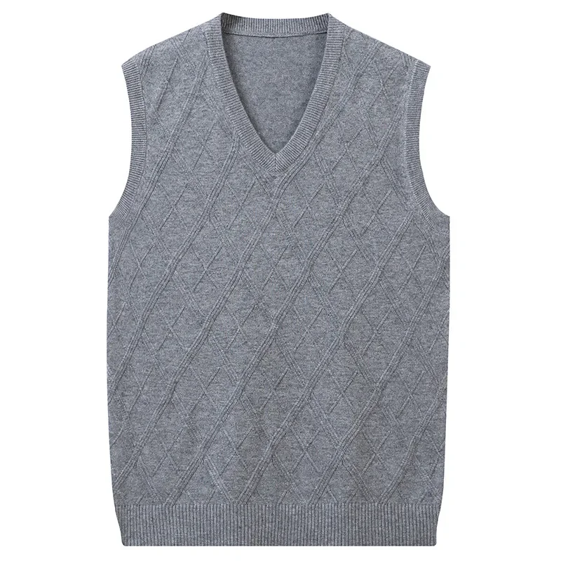 Description Picture 4 of itemFashion New Men Sweater Vest Casual Men's Sleeveless V-neck Knitted Sweater Autumn Slim Solid Casual Waistcoat Vest