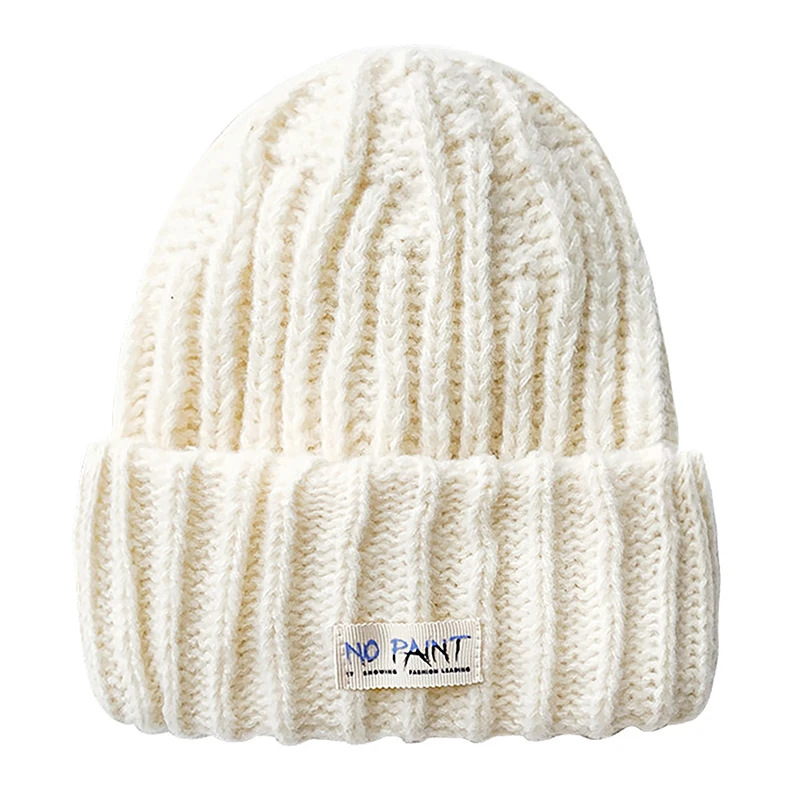 

Solid Color Autumn Winter Woolen Knitted Warm Beanie Crochet Cap For Outdoor Women Ladies Girl Ear Protection Bonnet