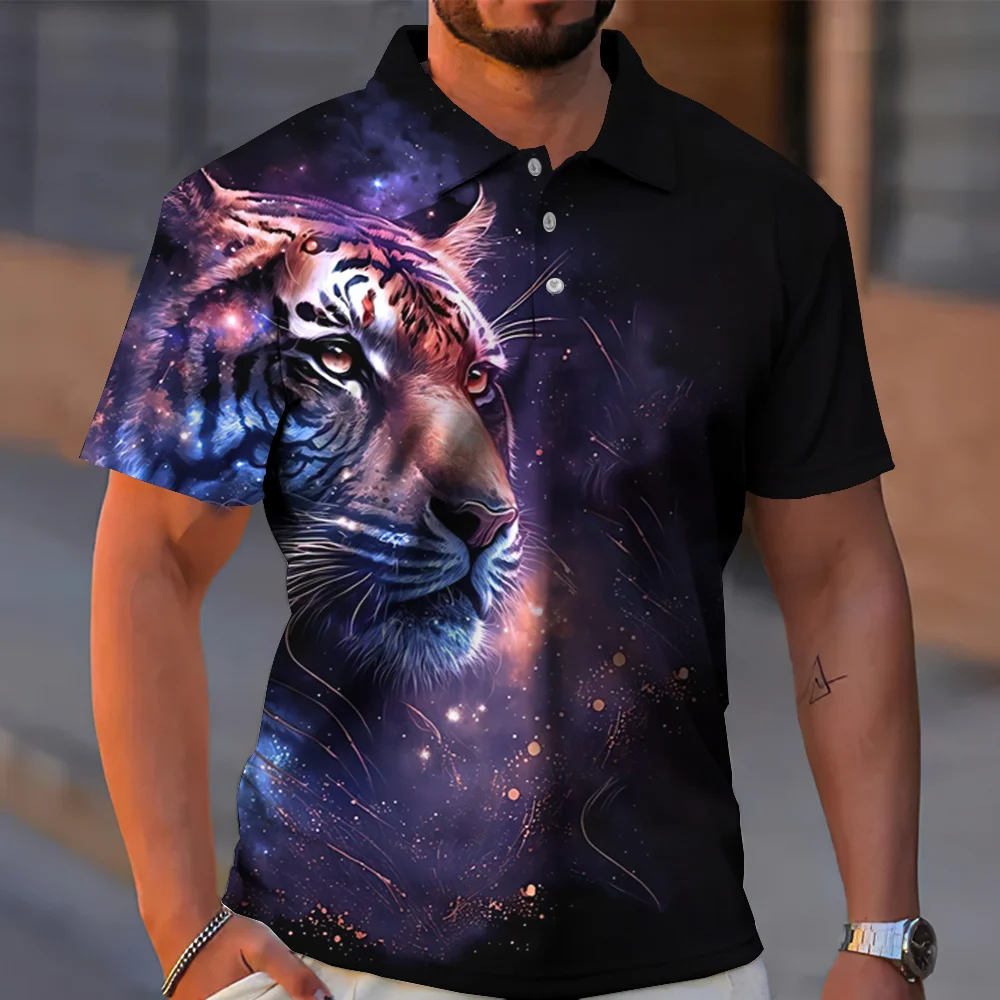 Fashion-Tiger-Polo-Shirt-for-Men-Funny-Animal-Printing-Tees-Casual ...