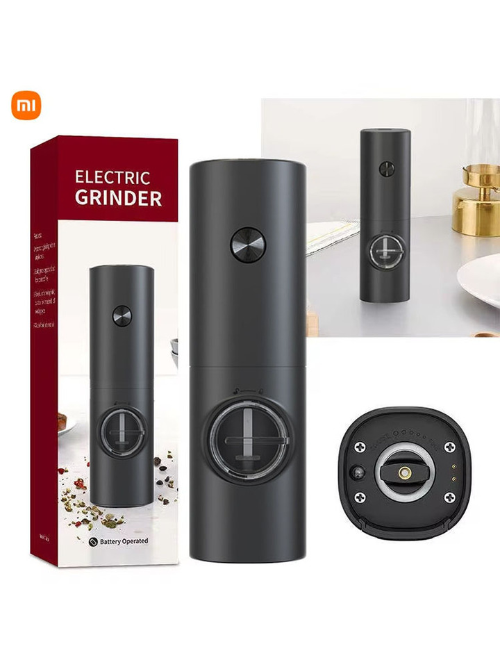 Electric Pepper Grinder Household Kitchen Seasoning Sea Salt Pepper Grinding Bottle Adjustable Thicknessï¼Set With Base