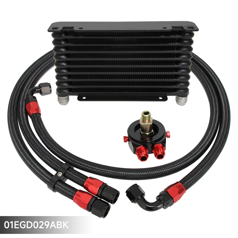 

Uinversal 32mm 10 Row / 13 Row / 15 Row AN10 7/8"-14 UNF Aluminum Engine 226MM Oil Cooler Kit + Oil Filter Adapter Black