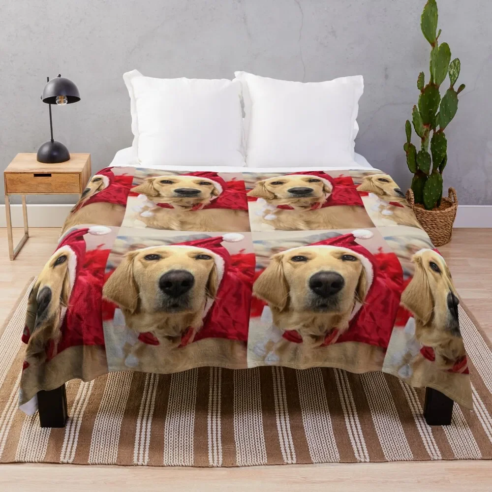 Golden Retriever Santa Puppy Happy Christmas Throw Coperta Thin Beach Cosplay Anime Coperte