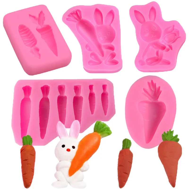 

Bunny Carrot Silicone Mold Cookie Chocolate Fondant Cake Decorating DIY Handmade Mould Easter Birthday Party Cake Molds Tool