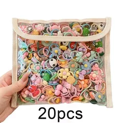 Adorable Cartoon Animal & Fruit Decorative Hair Ties with High Elasticity (20pcs)