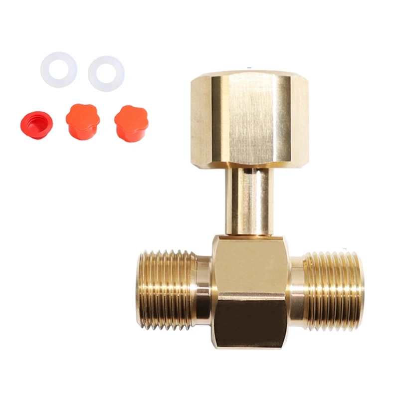 

CO2 Tank Adapter,Soda Cylinder Brass CO2 Cylinder Tank Adapter Converter Tee Adapter T-Adapter 1 To 2