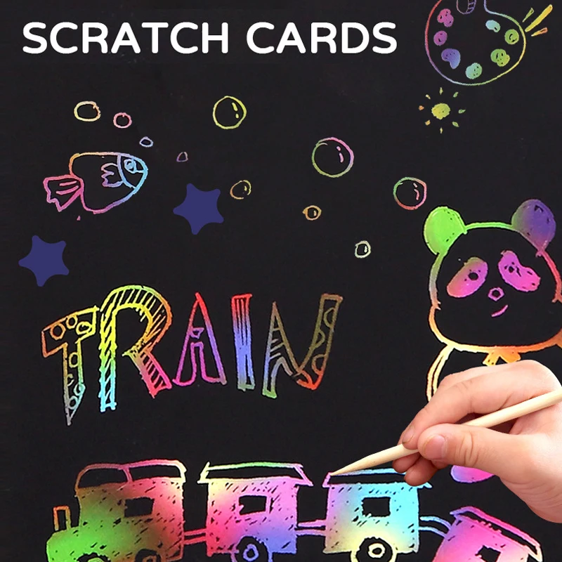 

Children's Colorful DIY Scratch Painting Notebook Creative Graffiti Book for Kindergarten Kids Art Scratch Paper Cardboard