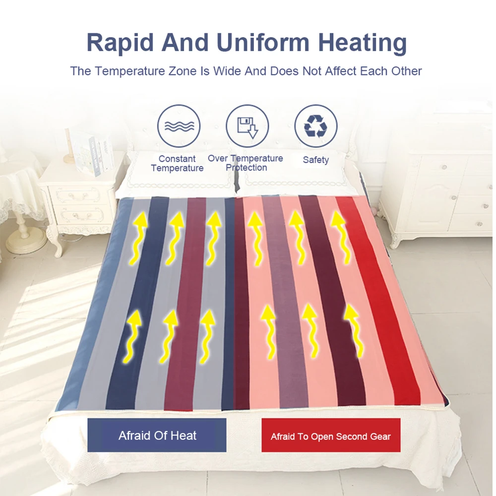 150x180cm Electric Blanket Heated 220v Sheet Thicker Electric Mattress Thermostat Security Electric Heating Warm Warmer Pad Hot Electric Blanket