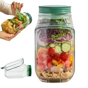 Storage Box Leakproof Interval Breakfast Fruit Crisper Container Reusable Plastic Salad Box Salad Jars Salad Pod Keep Fresh 1