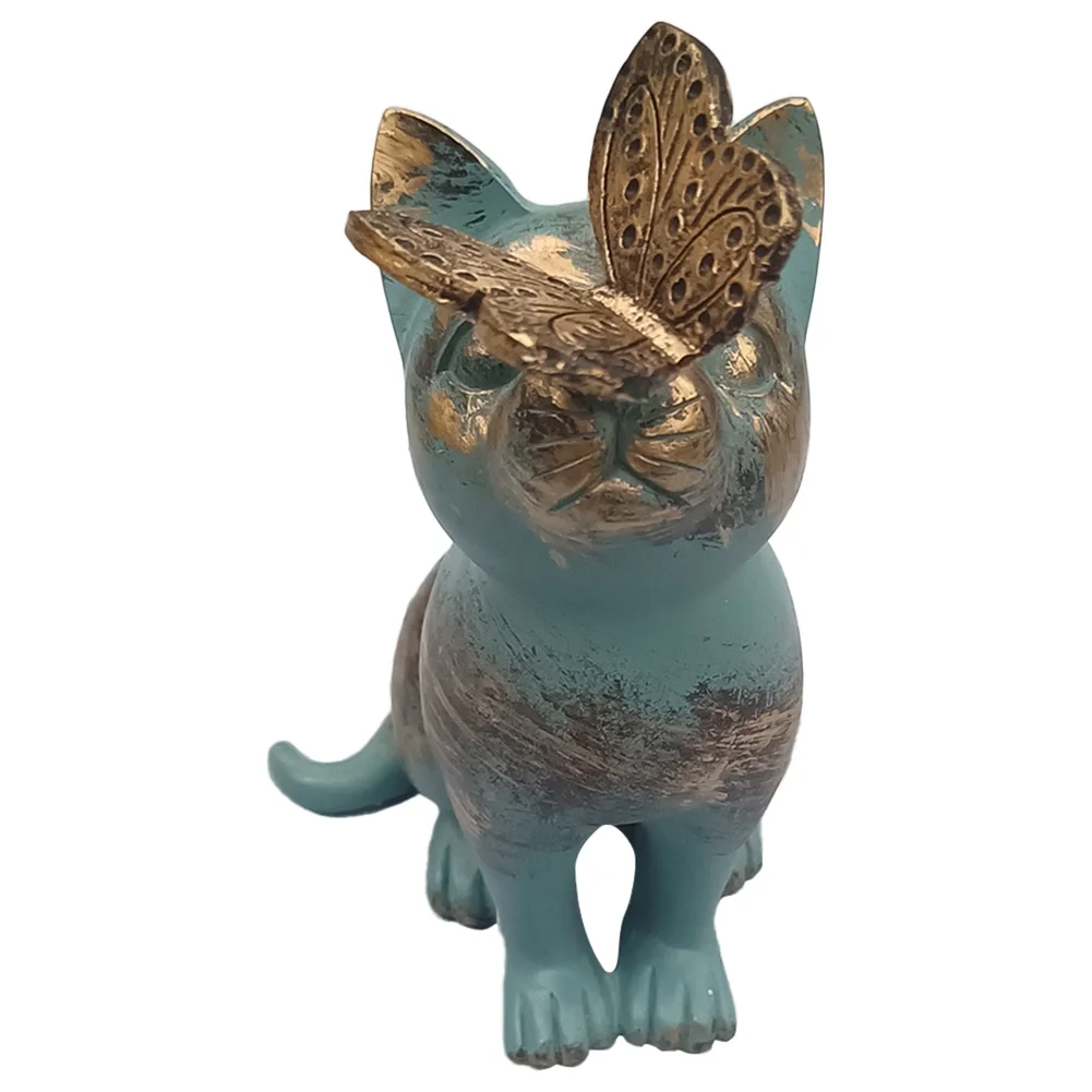 Resin Garden Animal Figurines Ornament Garden Landscape Kitten Statue Handicraft Waterproof Home Decor for Garden Yard