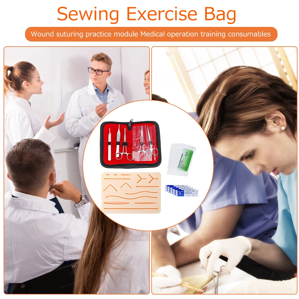 Silicone Skin Wounds Kit Reusable Suture Practice Fake Skin Module Medical Traumatic Suture Training Pads Supplies