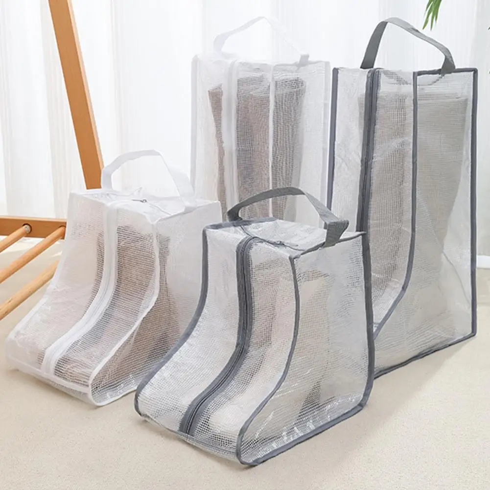 Storage Bag 1Pc Boot Organizer Dust-proof Waterproof Space-saving Visible Handle Design Shoe Storage Pouch Household Supply 5