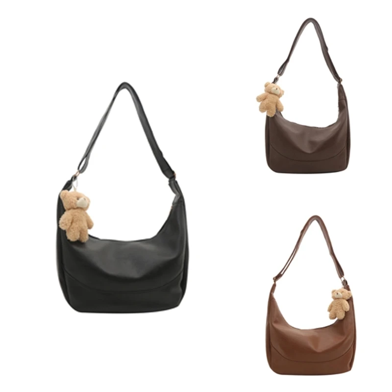 Large Capacity Shoulder Bag PU Leather Sling Bag Crossbody Pursefor Daily Use and Travel E74B