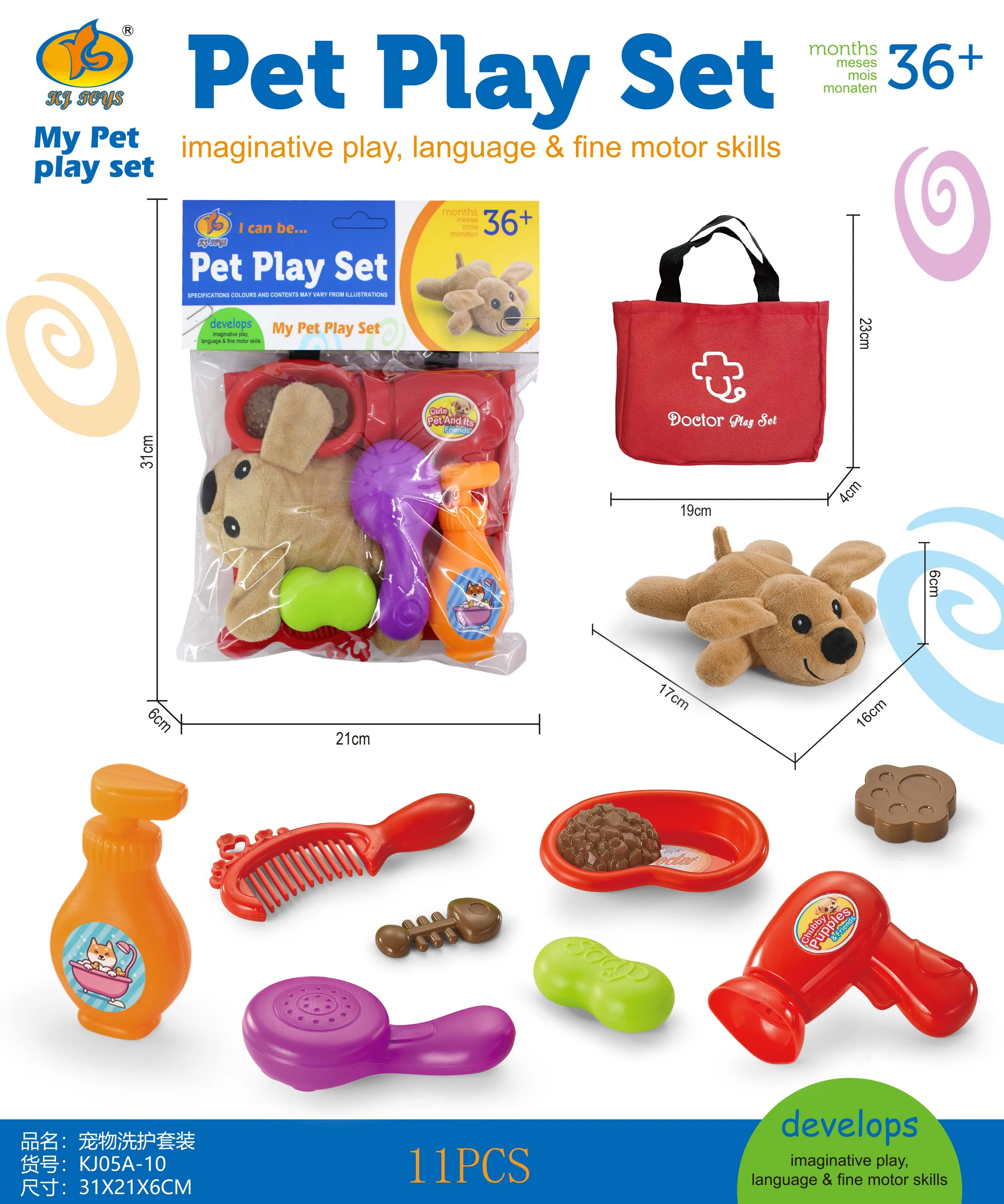 Melissa & Doug Examine and Treat Pet Vet Play Set - Kids Veterinary Play Set, Kids Pet Haircut Play Set, STEAM Toy, Pretend Play 3