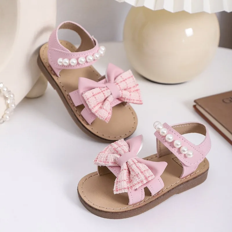 Little Girl Sandal Summer New Sweet Bowknot Children Fashion Princess Causal Sandals School Open-toe Versatile Kids Flat Sandals
