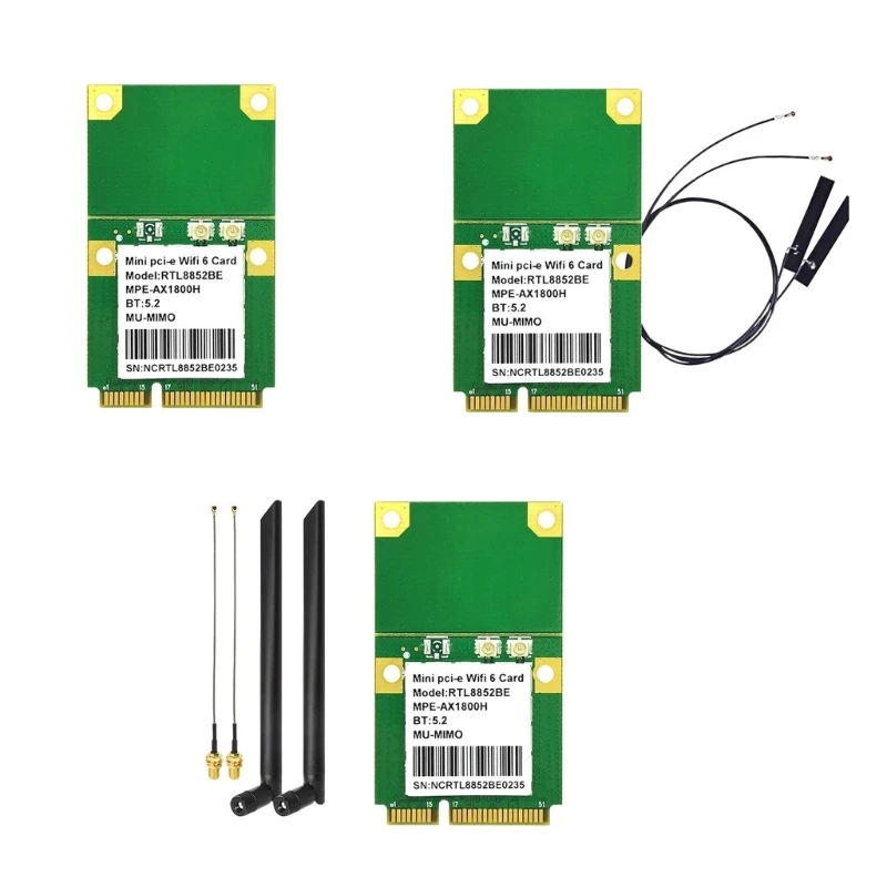 

Сетевая карта Wi-Fi6 RTL8852BE, 1800 Мбит/с, BT5.0, 2,4 + 5 ГГц, беспроводная мини-карта PCIE JIAN