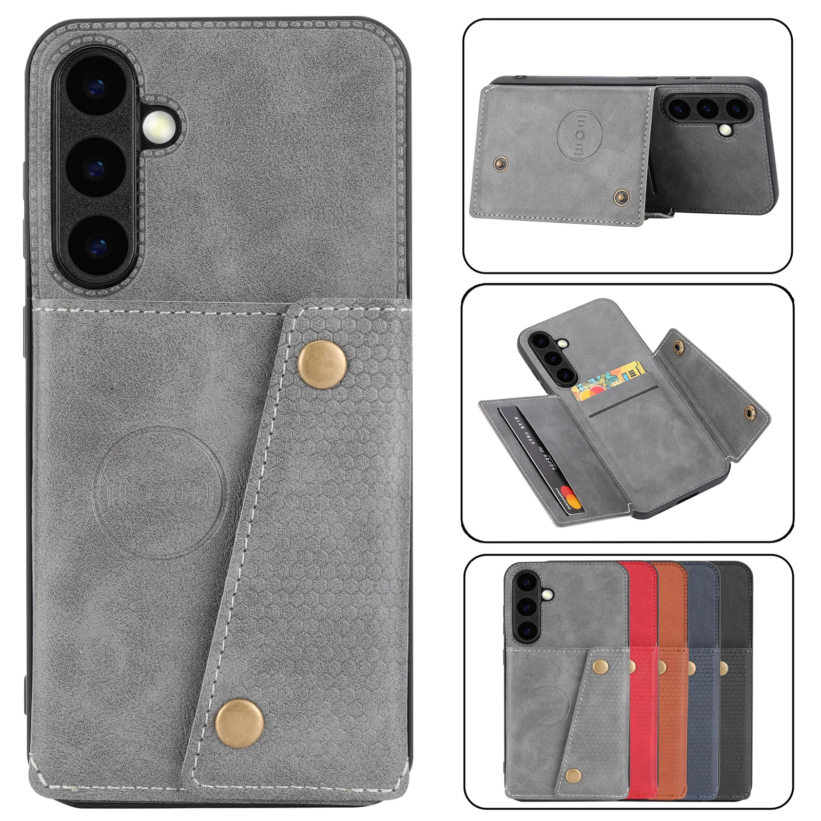 Skórzane etui z przegródkami na karty do Samsung Galaxy S25 S26 Ultra S24 FE S23 S22 Ultra S21 S20 FE Plus 5G, portfel, pokrowiec na telefon, etui, coque