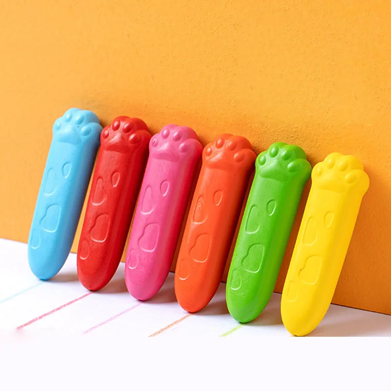 

48 pcs/lot Creative Cat Paw Crayons Cute 12 Colors Crayon Set Art Oil Pastel Graffiti pen Drawing Pens for Kids gift