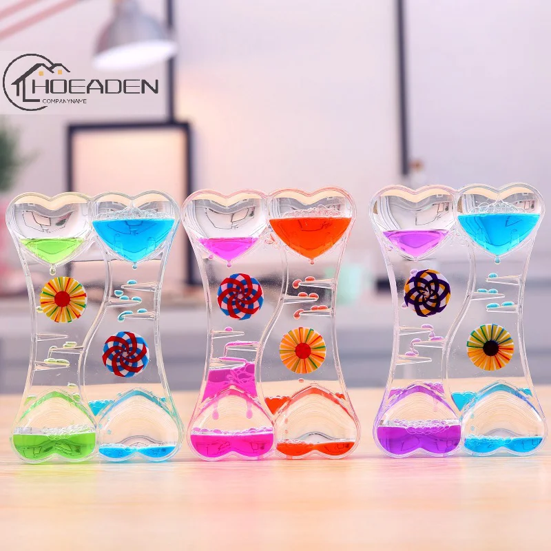 

Creatived Dripping Oil Slide Hourglass Sandglass Motion Bubble Stress Reliever Toys Home Decor Desktop Accessories For Kids Gift