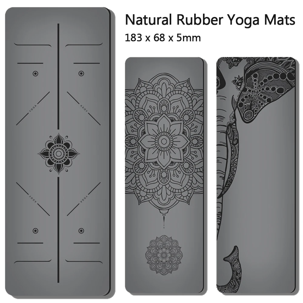 

70in Natural Rubber Silver Yoga Mat 5mm With Position Line Training Exercise Fitness Prenatal/Pilates/HOT YOGA Gym Sport Mats