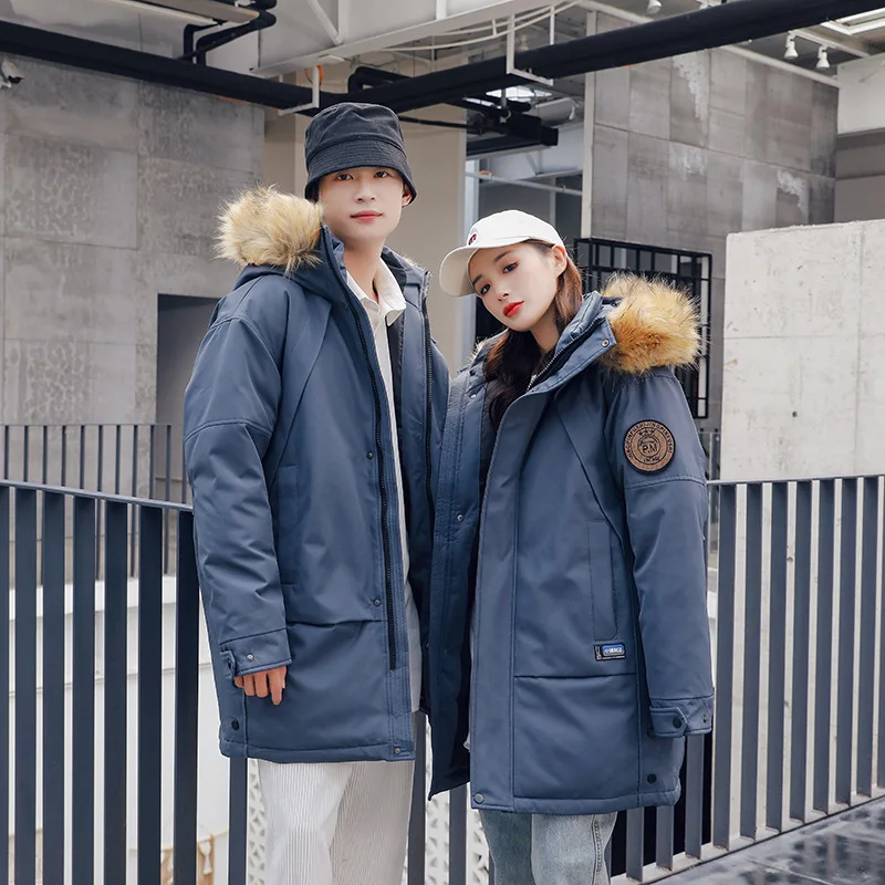 Casual Navy Hooded Pockets Duck Down Winter down coat