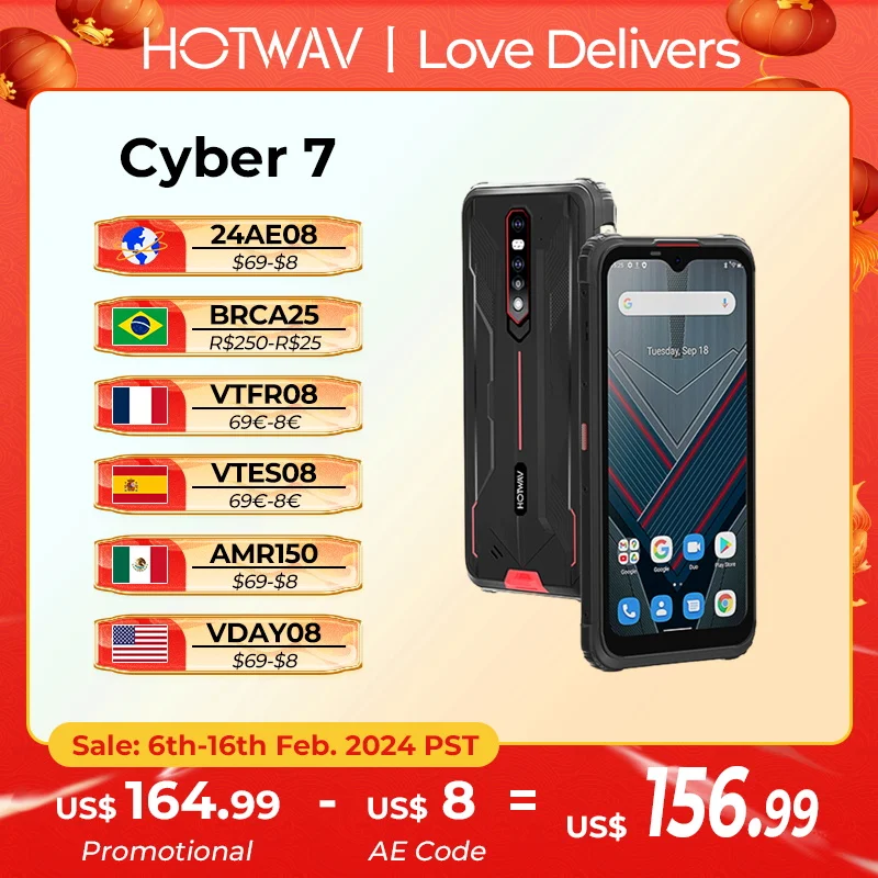 

HOTWAV Cyber 7 5G Rugged Phone 6.3 Inch FHD+ Screen 8GB RAM 128GB ROM 8280mAh Battery Smartphone 48MP Main Camera NFC Phone 2021