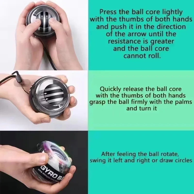 6 Challenge Colors Power Ball Self-Starting LED Wrist Gyro Ball Power Trainer Balls Wrist Strengthening Device Forearm Exerciser forearm exerciser gyro ball wrist exerciser gyro wrist ball power ball