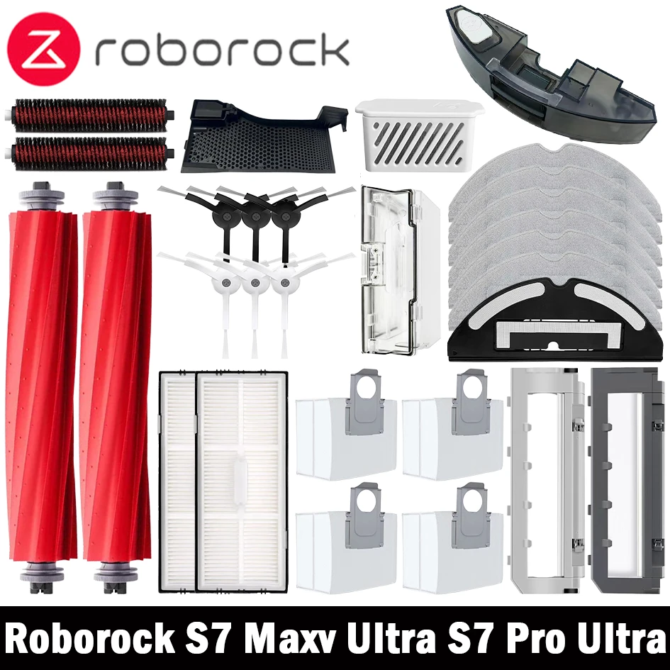 Roborock S7 Maxv Ultra S7 Pro Ultra Robot akcesoria próżniowe Mop Hepa filtr woreczek pyłowy główna szczotka boczna szczotka rolkowa do czyszczenia