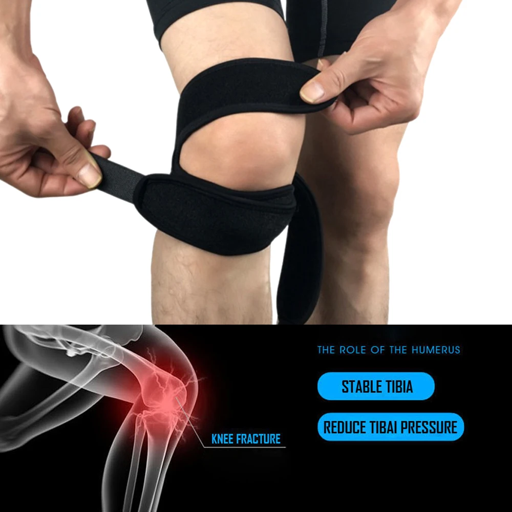 Sports Kneepad Double Patellar Knee Patella Tendon Support Strap Brace Pad Protector Open Knee Wrap Band 1 PCS