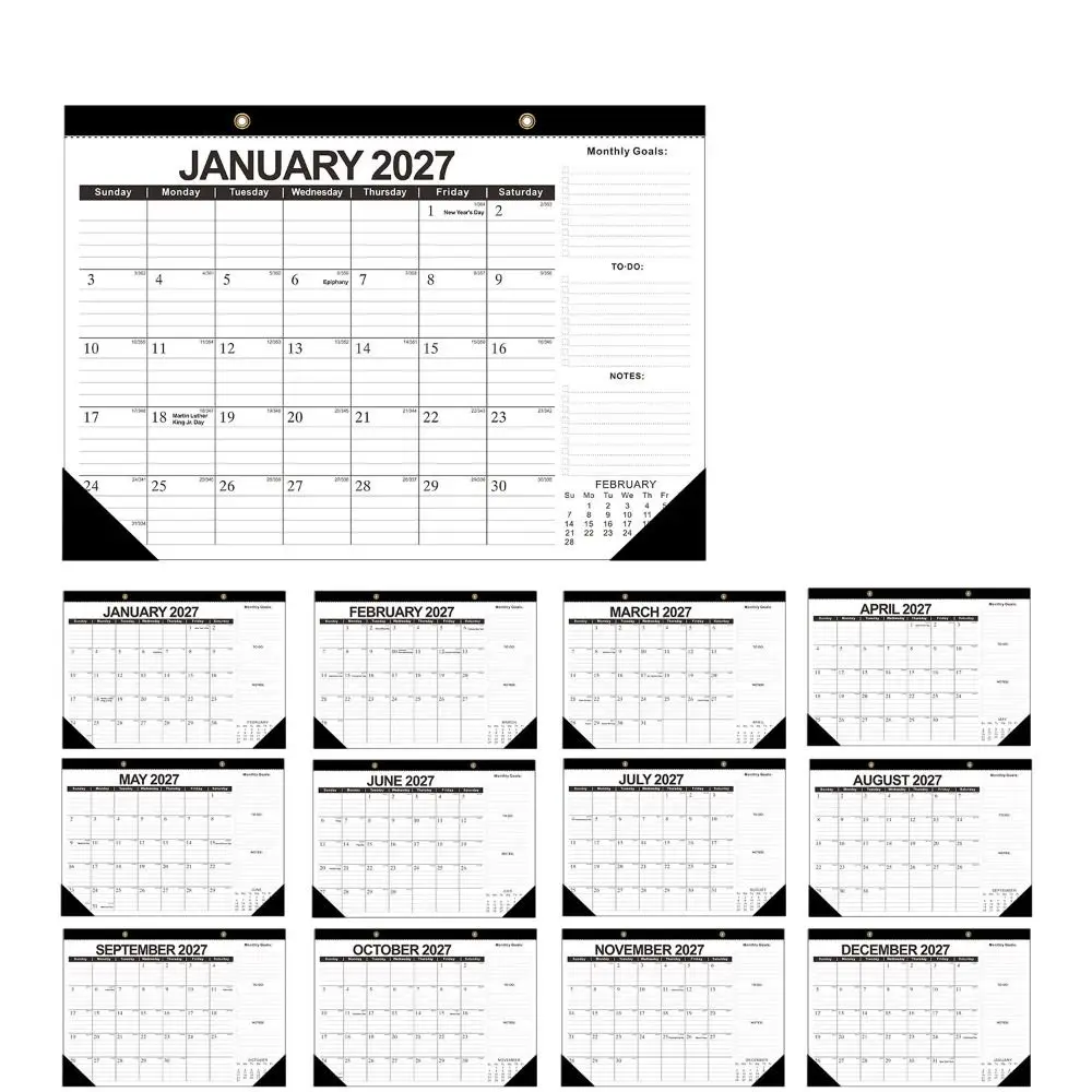 Pratico calendario da parete 2027 con foro per appendere, calendario da parete floreale creativo, elenco delle cose da fare, agenda per 18 mesi, decorazione per la casa - immagine 5
