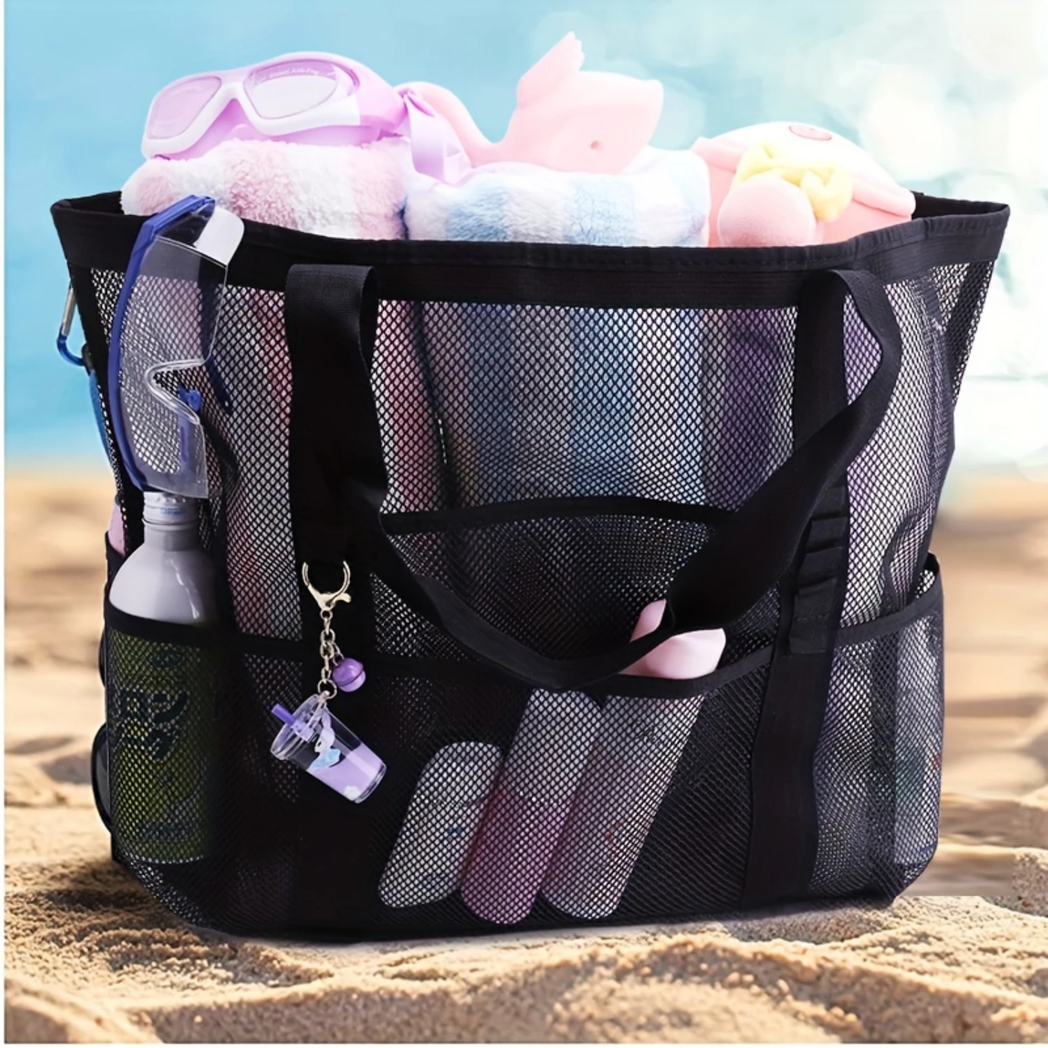 Beach Mesh Bag with Large Capacity, Mesh Toiletry & Bath Organizer, Ideal for Beach and Shower-Shower Caddy