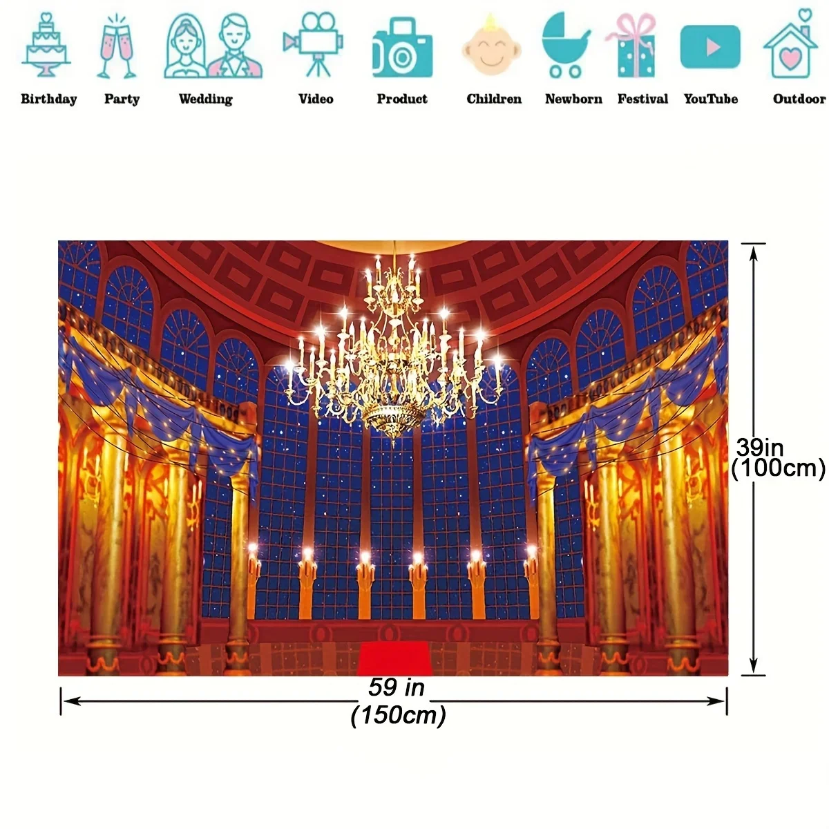 1-Personen-Ballsaal-Hintergrund für die Fotografie. Beast Palace-Hintergrund für Mädchen, Prinzessin-Schönheitsparty, wunderschöner Schlosshintergrund – Detail 3