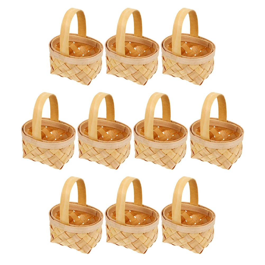 10 Pcs Hand Woven Basket Wedding Handheld Candy Flower Unique Gift Party Wood Baskets Multi-purpose 2