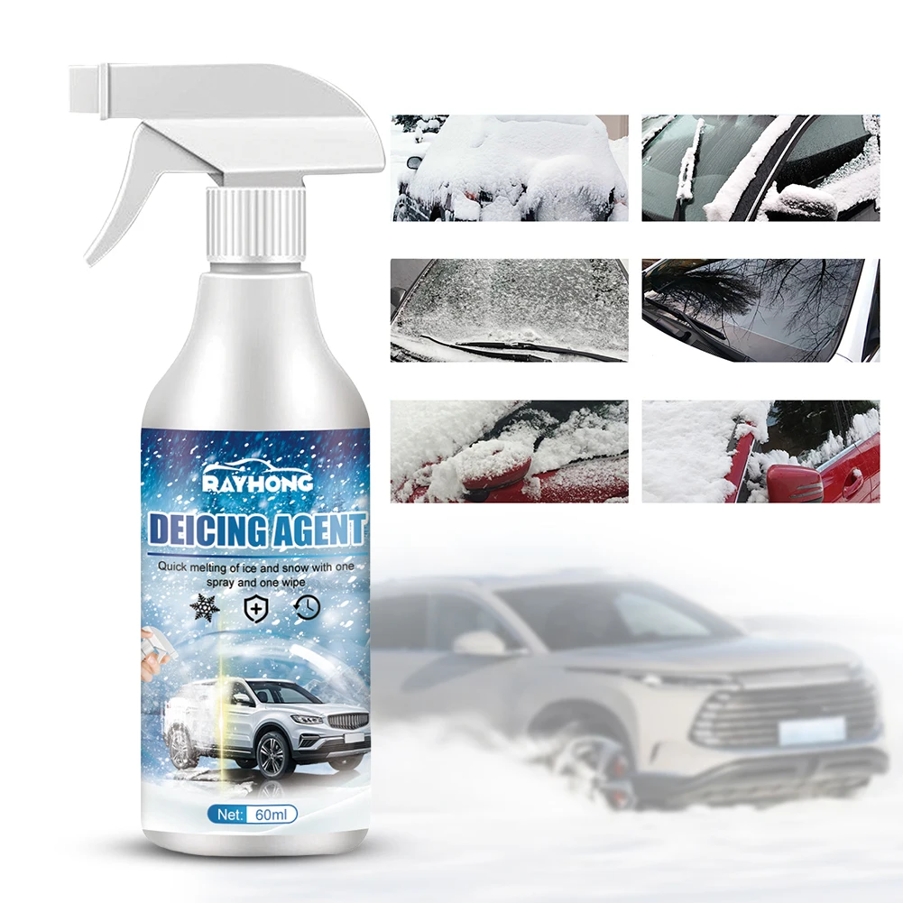 Car Window Glass Deicing 60ML Fast Ice Melting Spray Road Anti Slip Defrosting Anti Frost Spray for Car Windshield Window Mirror car windshield cleaner
