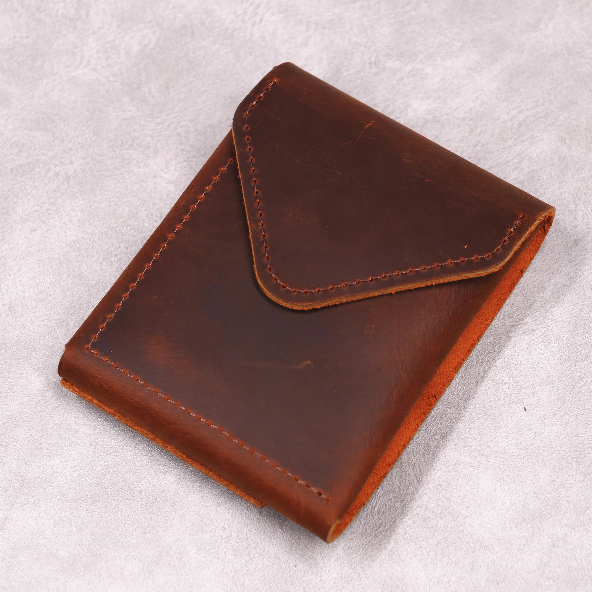 (Fit For Euro) Echtleder-Geldbörse für Herren, Vintage-Rindsleder, schlanke Herren-Geldbörse, Kartenhalter mit Klappe und Magnetverschluss – Detail 13