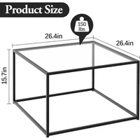 Glass Coffee Table for Living Room,Square Coffee Tables for Small Spaces,Simple Tea Cocktail Modern Center Tables 2