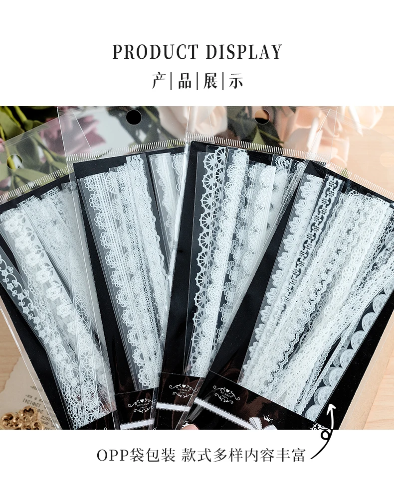 30 Stück Retro Floral Weiße Spitze Aufkleber Hand Konto DIY Dekoration Scrapbooking Fotoalbum Handwerk, Junk Journal Dekor Zubehör – Detail 5