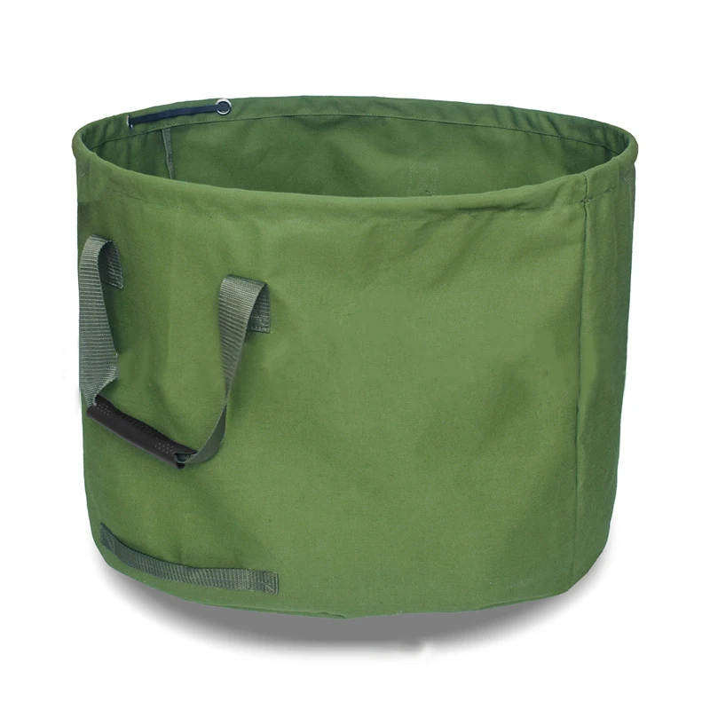 125l Garden Waste Bags Heavy Duty With Handles Hosehold Yard Leaves Storage Bag Bucket Military Canvas Fabric Basket