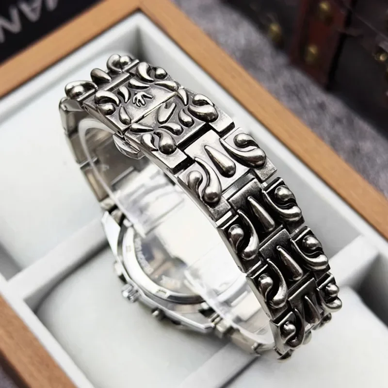 Y2K Black Watches for Men Unique Claw Design Alabaster Stone