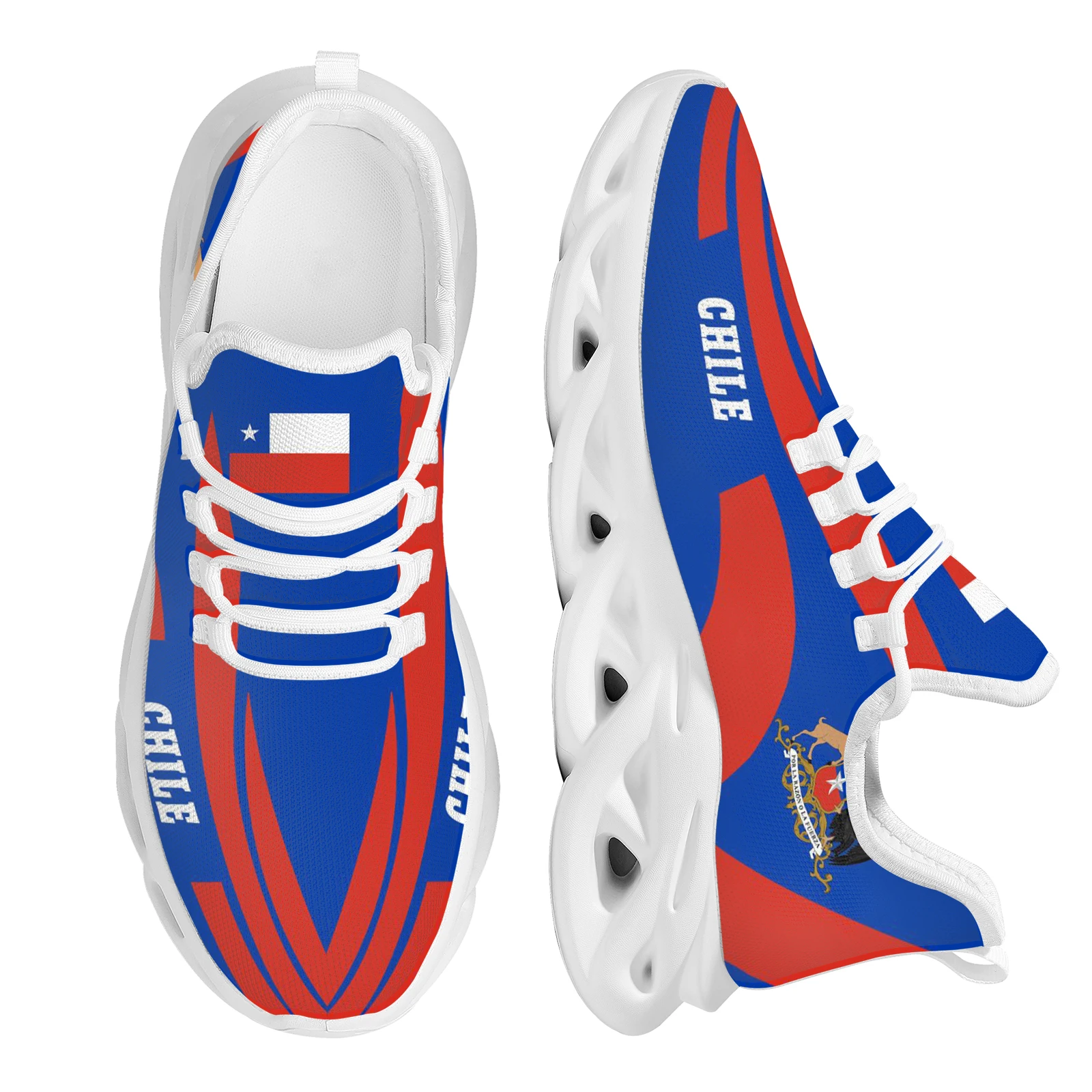 

Chile Flag Print Design Platform Shoes Andean Eagle Pattern Lace-up Sneakers Ladies Casual Fitness Lightweight Vulcanized Shoes
