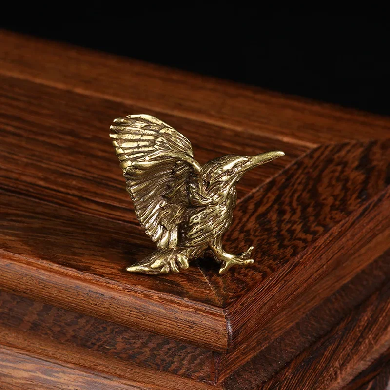 Brass Opening Wing Mini Eagle Bird Art Decoration Home Living Room Office Tea House Yoga Room Decoration Statue Sculpture Gift