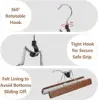 5-30PCS Wooden Pants Skirt Hangers Smooth Solid Wood Non Slip Jeans Slack Clamp Hangers Hair Extension Hangers with Swivel Hook 5