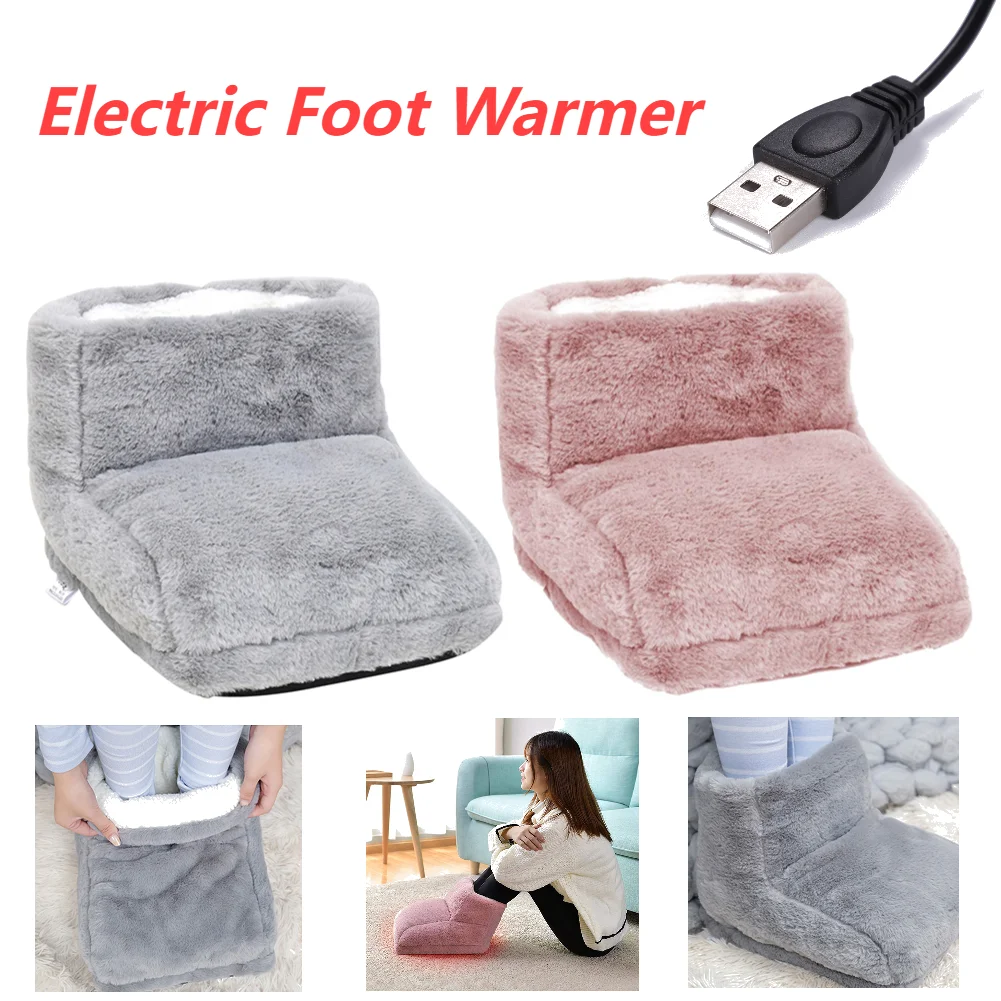 Electric Foot Warmer Foot Heating Pad USB Charging Warm Pads Washable Feet Warmer Shoe Detachable for Home Bedroom Sleeping